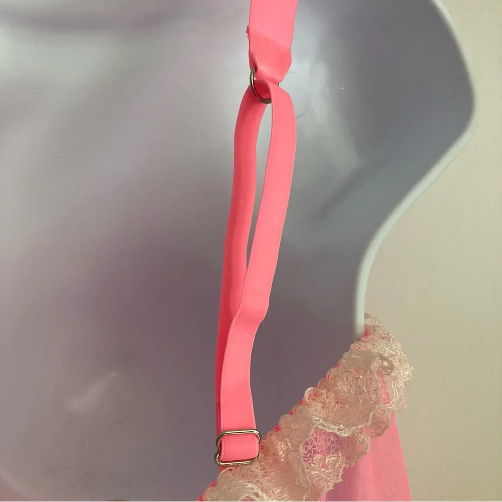 Victoria’s Secret Y2K Bubblegum Pink Sheer Frilly Babydoll Nightie Cami, NWT S